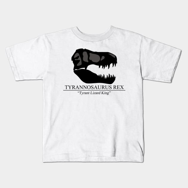 Tyrannosaurus Rex Skull Kids T-Shirt by SakuraDragon